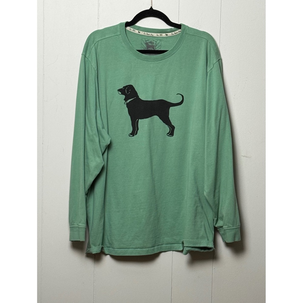 The Black Dog Mens Long Sleeve Graphic T-Shirt Green 2023 Cotton Crewneck Sz XXL